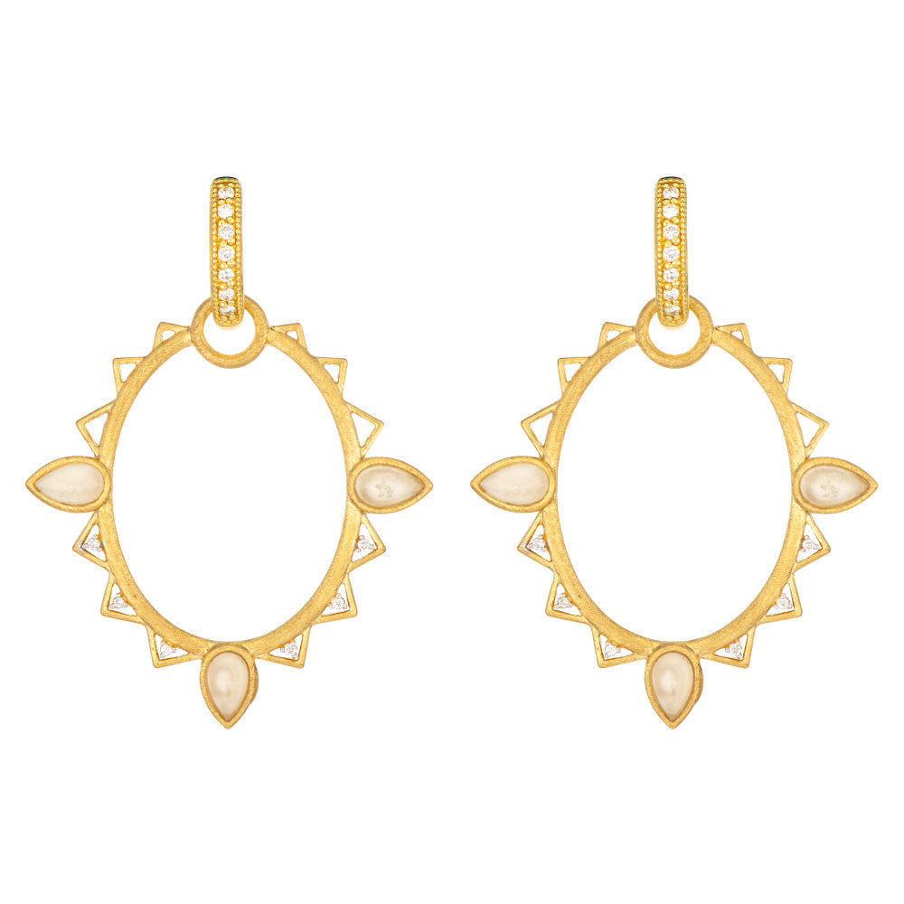 Moroccan Jamila Moonstone + Diamond Oval Earring Frames | 18k YG