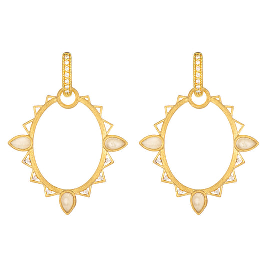 Moroccan Jamila Moonstone + Diamond Oval Earring Frames | 18k YG