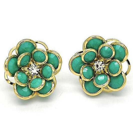 Green Jade Hibiscus Flower Stud