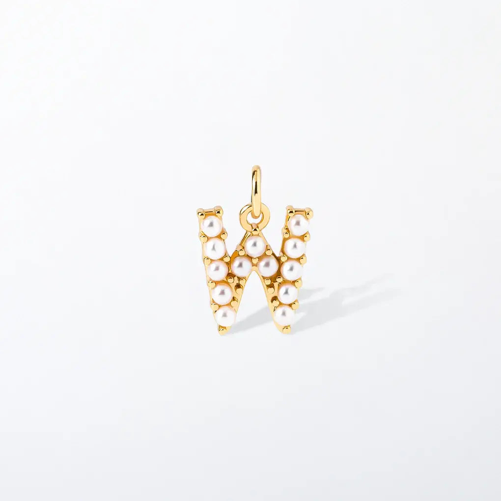 Pearl Initial Charm Pendant | W
