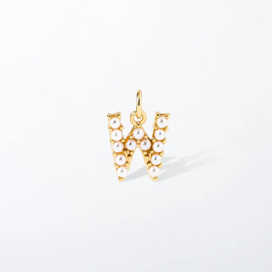Pearl Initial Charm Pendant | W