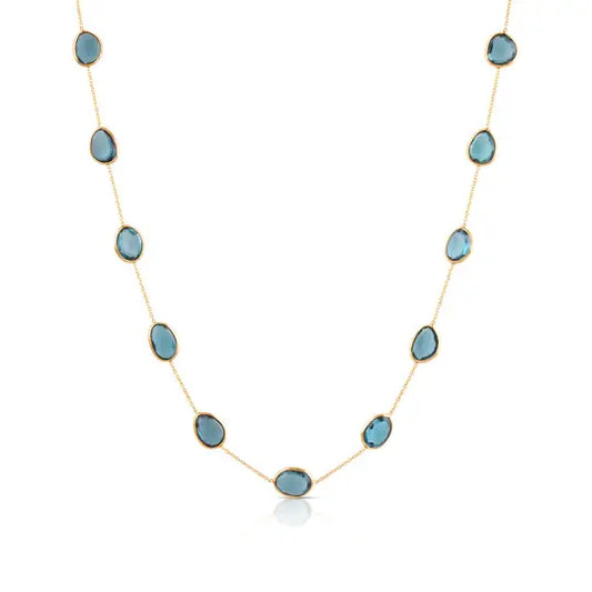 London Blue Topaz Oval Station Necklace | 18k 36.36c 18in
