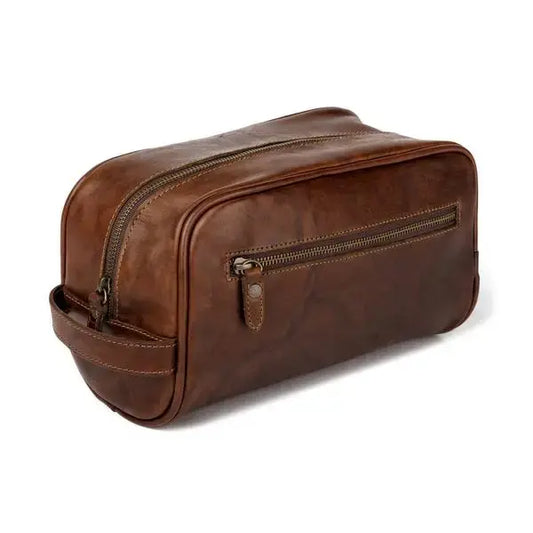 Benjamin Leather Wash Bag | Hickory