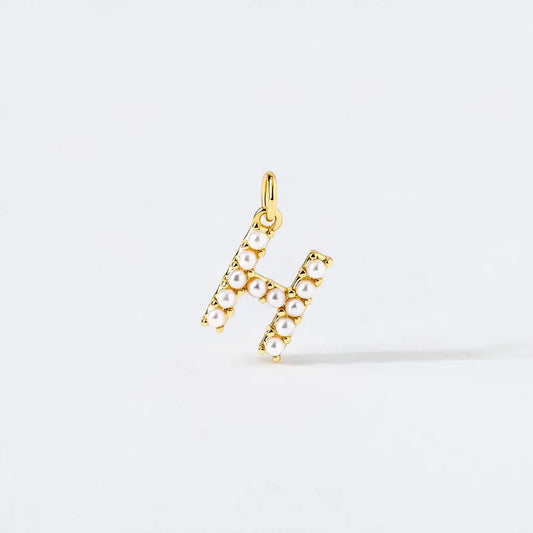 Pearl Initial Charm Pendant | H