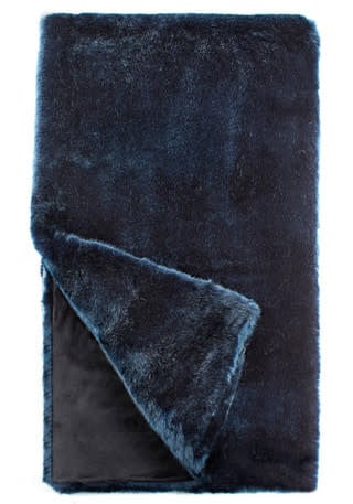 Couture Collection Mink Faux Fur Throw Blanket | 60in Steel Blue