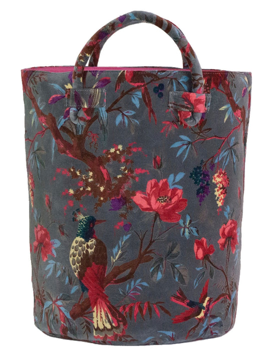 Velvet Vintage Bird All-Purpose Bag | Gray 15X20in
