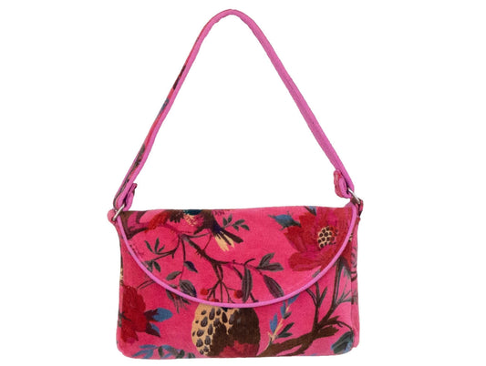 Velvet Vintage Bird Hand Bag | Rose 6x9in
