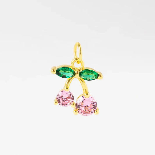 Pink Crystal Cherries Charm Pendant