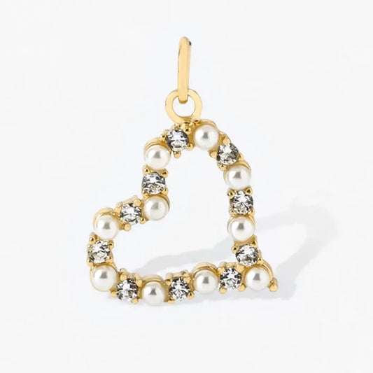 Crystal + Pearl Heart Charm Pendant