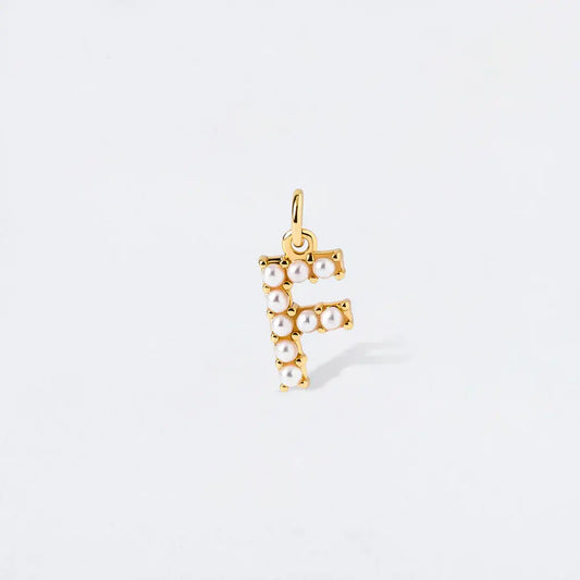 Pearl Initial Charm Pendant | F