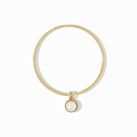 Fleur-de-Lis Bangle Gold Pearl Medium