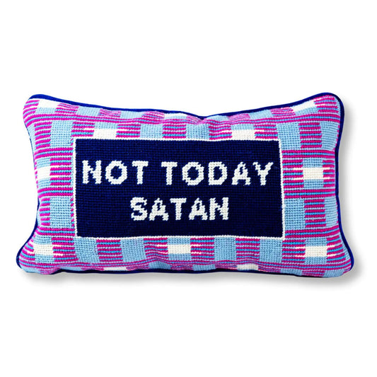 Needlepoint Pillow | Not Today Satan