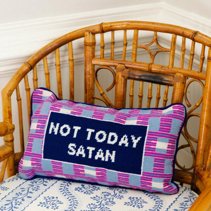 Needlepoint Pillow | Not Today Satan