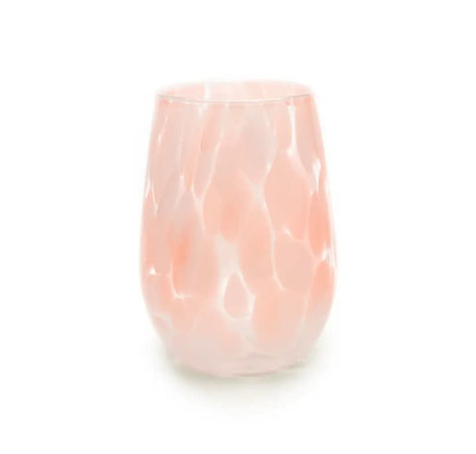 Hand Blown Fritsy Stemless Wine Glass