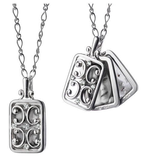 Rectangular Gate Locket With Sapphires Necklace