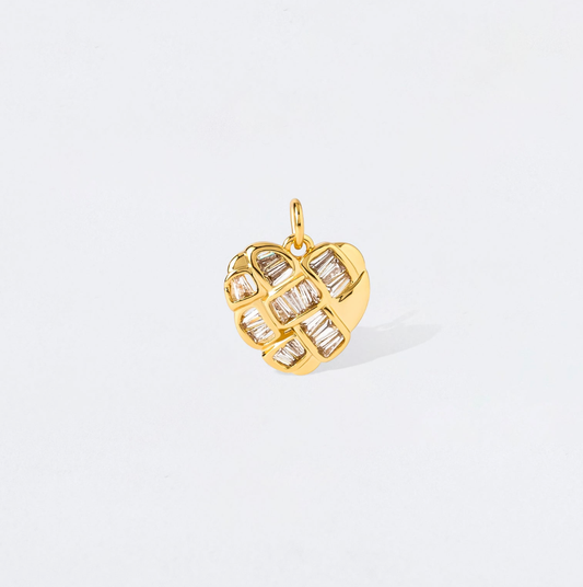 Geometric Baguette Crystal Heart Charm Pendant