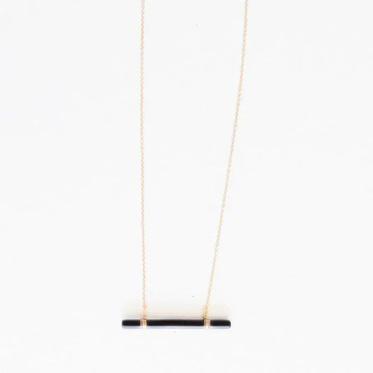 Georgia Black Horizontal Bar Necklace | 15in + 2in Ext