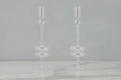 Clear Glass Candlestick Pair | 10in