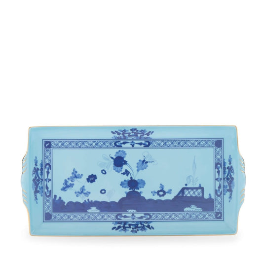 Ginori 1735 Oriente Italiano Rectangular Tray with Handles | 9.2x6in Iris