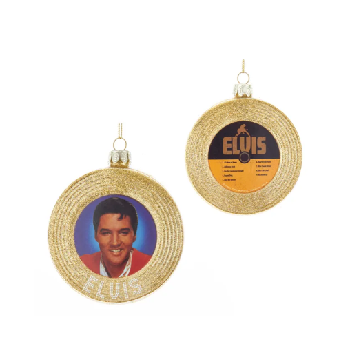 Elvis Glass Gold Record Ornament