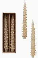 Tree Unscented Taper Candle Set | 10in Eggnog + Gold Tipped