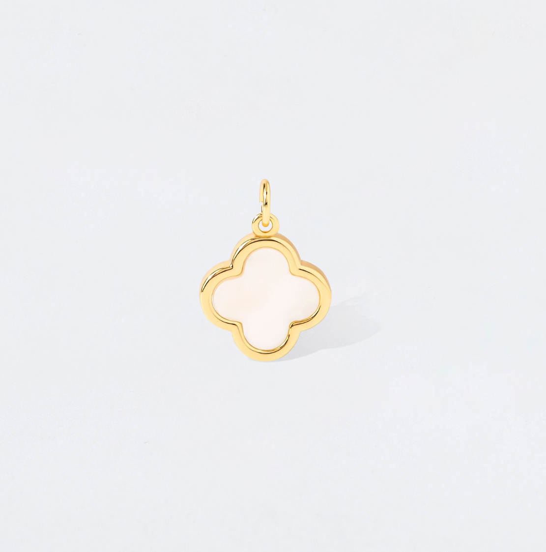 White Mother of Pearl Golden Clover Charm Pendant