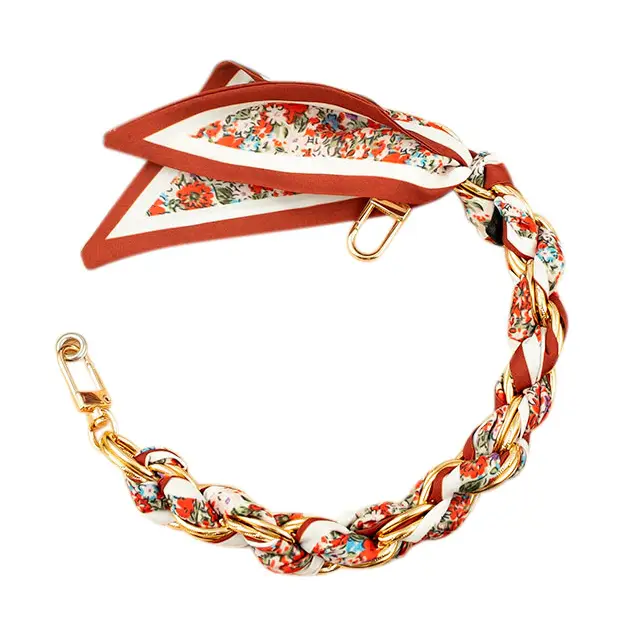 Satin Scarf Gold Phone Chain Wristlet | Red and White Floral