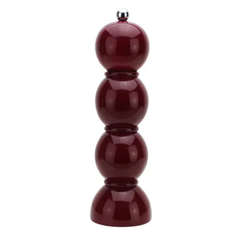 Bobbin Wood Lacquer Salt or Pepper Mill Grinder | 9.5in Deep Cherry Red