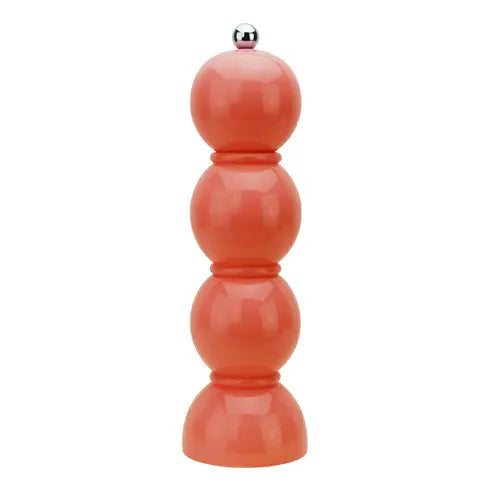 Bobbin Wood Lacquer Salt or Pepper Mill Grinder | 9.5in Coral