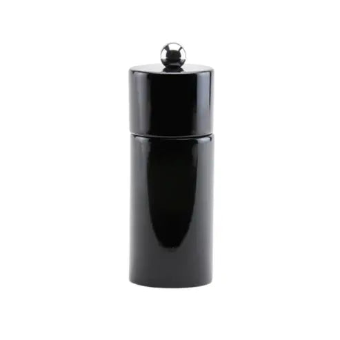 Mini Columnn Wood Lacquer Salt or Pepper Mill Grinder | 5.5in Black