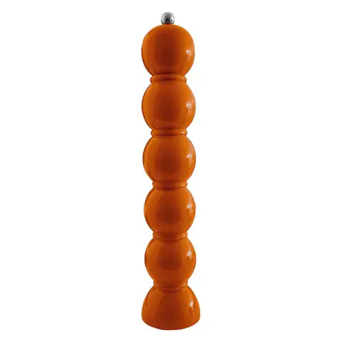 Grande Bobbin Wood Lacquer Salt or Pepper Mill Grinder | 13.75in Orange
