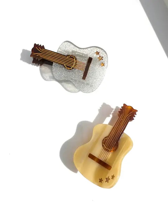 Hand Painted Claw Clip | Guitar