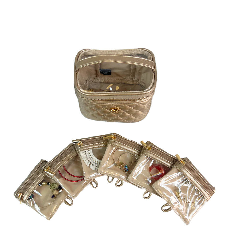 Getaway Jewelry Case | Gold Quuilted