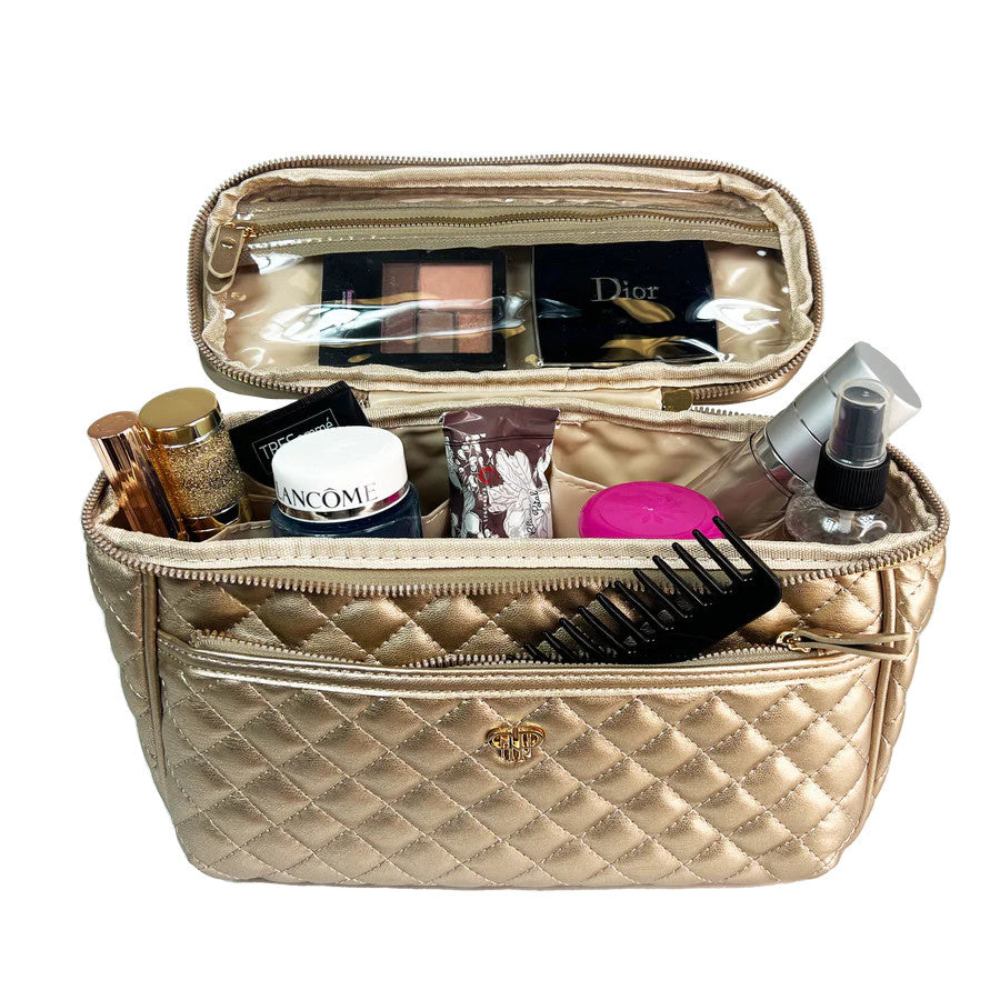 Classic Train Case | Gold Quilted