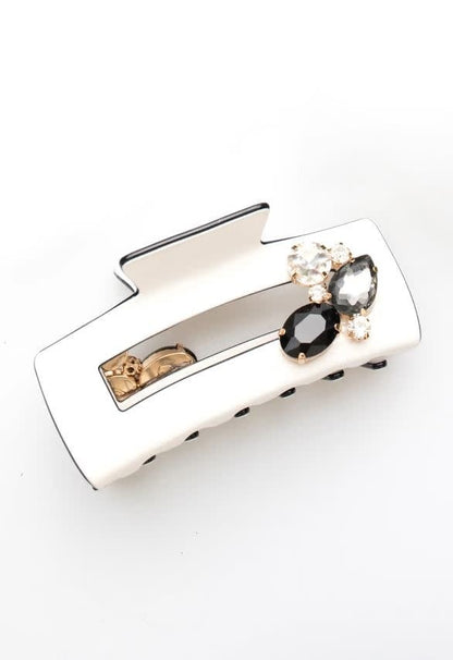 Color Block Modern Hair Claw | White