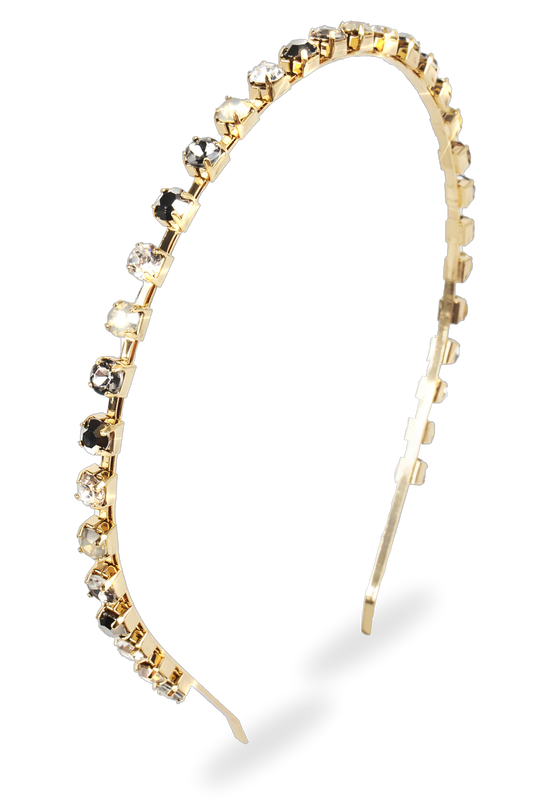 Skinny Multi Crystal Headband | Grey Multi
