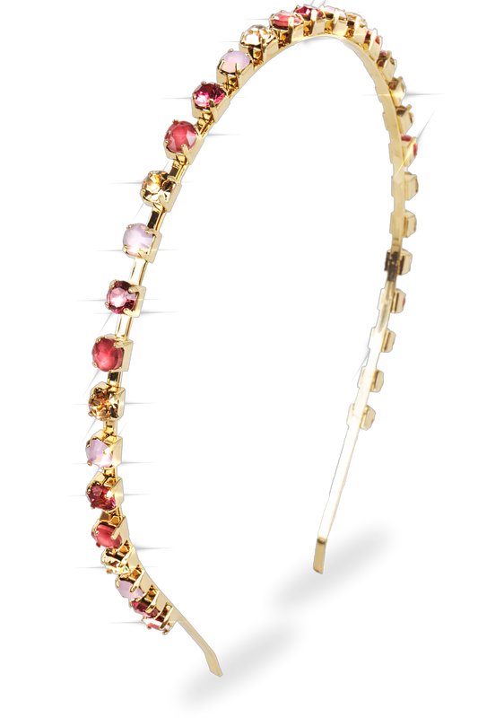 Skinny Multi Crystal Headband | Pink Multi