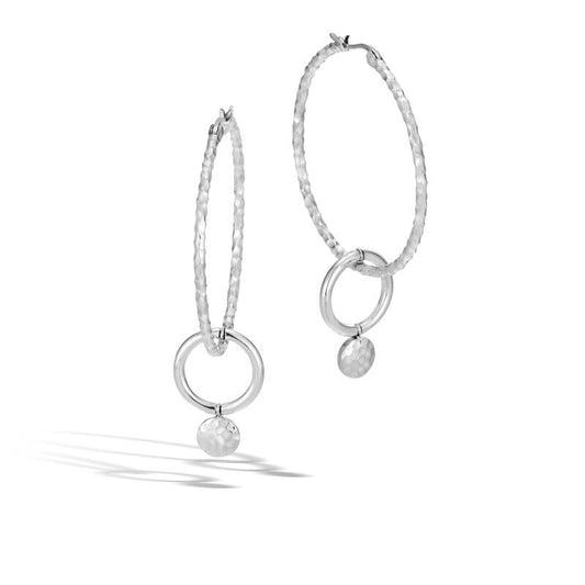 Large Dot Drop Hammered Interlink Earring