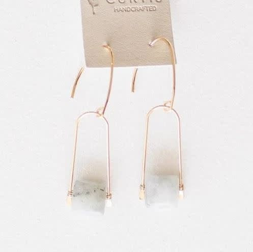 Hayes Agate Stone Gold Oblong Rectangle Earrings | 2in