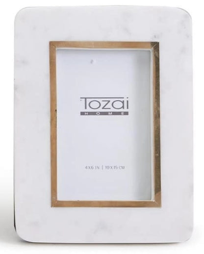 White Marble Gold Rim Frame