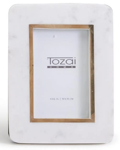 White Marble Gold Rim Frame