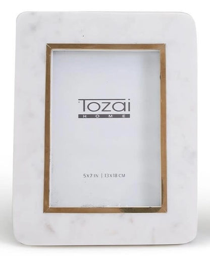 White Marble Gold Rim Frame