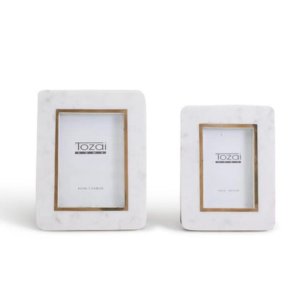White Marble Gold Rim Frame