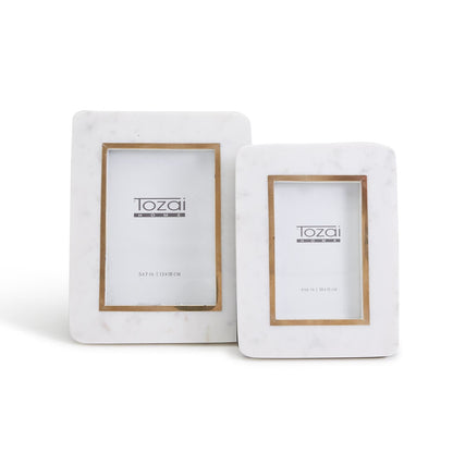 White Marble Gold Rim Frame