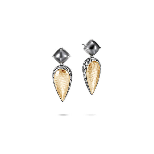 Classic Chain Hammered Drop Earrings With 18K Gold and Hematite