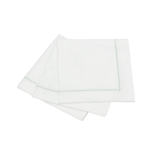 Hemstitch Linen Feel Cocktail Napkins | 25ct Misty Green