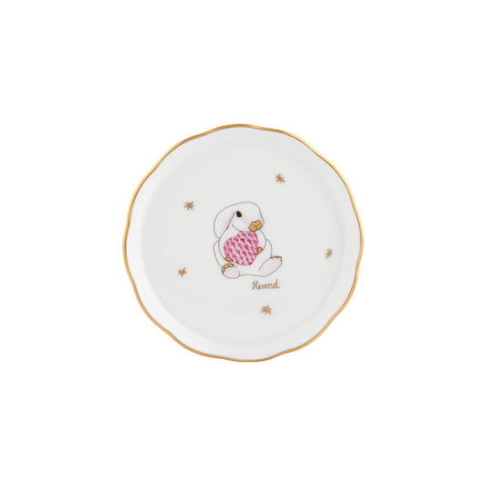Herend Bunny Coaster | 4in Raspberry
