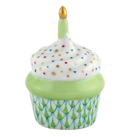 Herend Cupcake with Candle | 2.25in Key Lime
