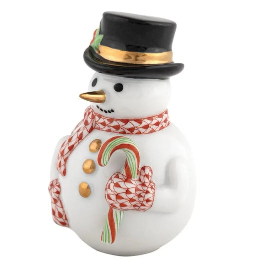 Herend Candy Cane Snowman | 3in Rust