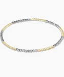 eNewton Blissful Pattern Gold Bright Silver Faceted Hematite 2mm Bead Bracelet | 6.25in